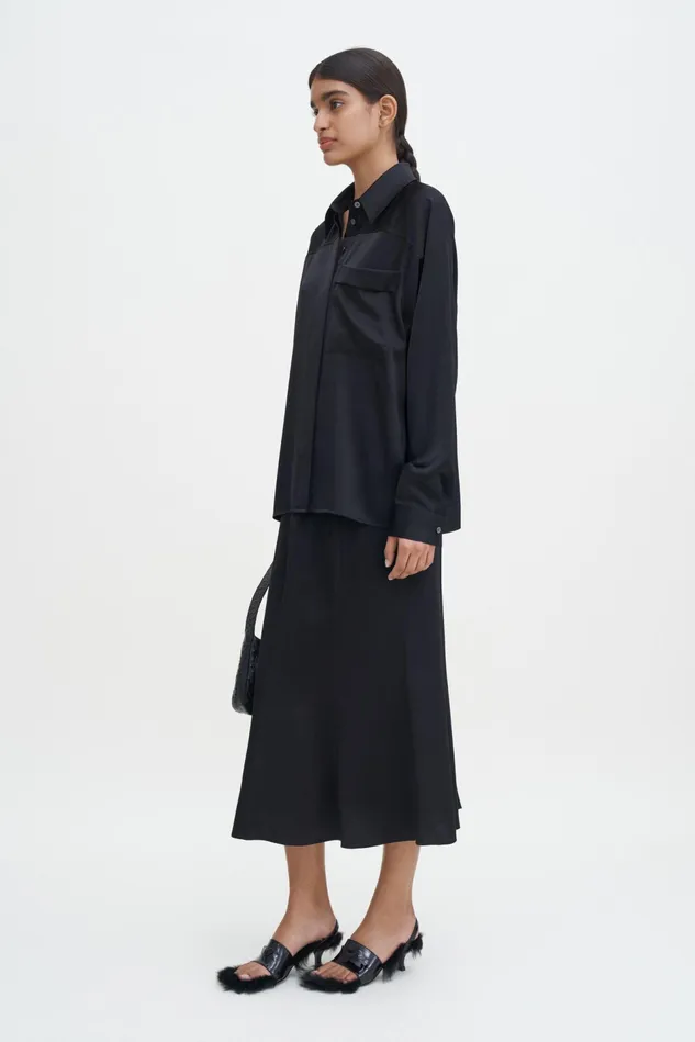 Women Shiny Pocket Blouse Black Filippa K Shirts and Blouses