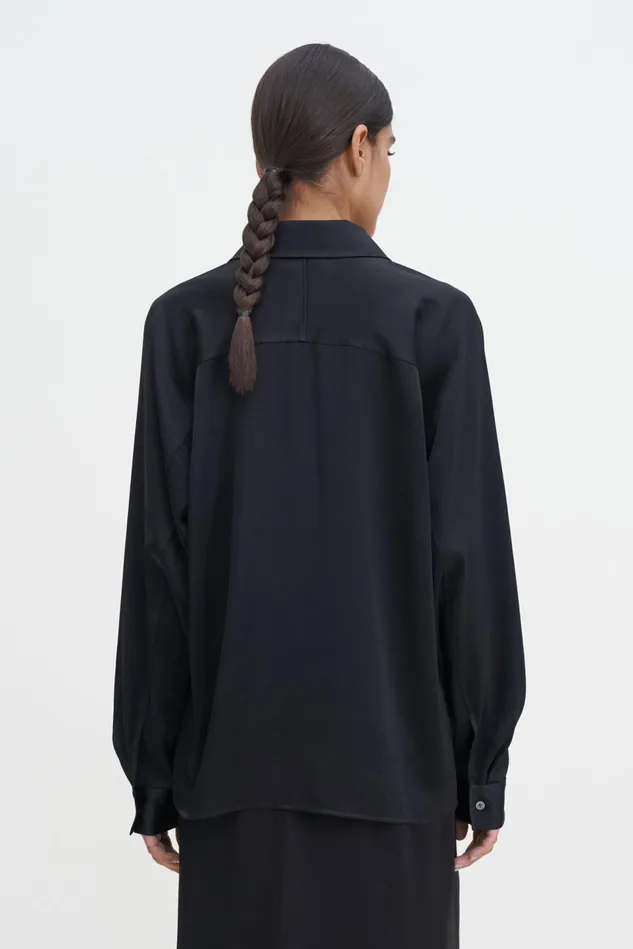 Women Shiny Pocket Blouse Black Filippa K Shirts and Blouses