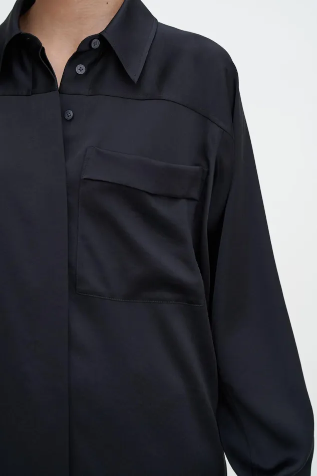 Women Shiny Pocket Blouse Black Filippa K Shirts and Blouses