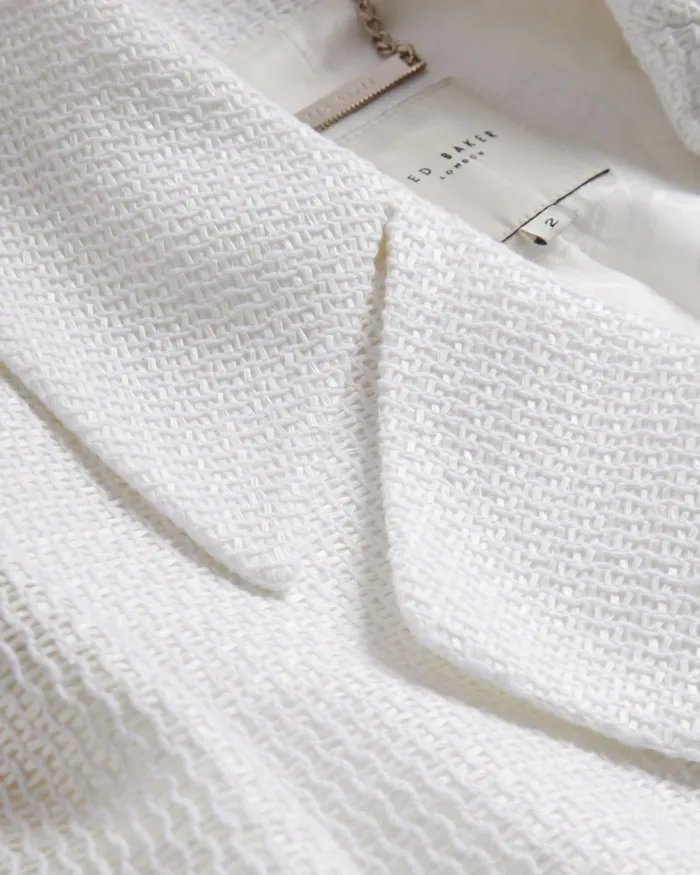 Women SHIROI 8211 Cropped Woven Tailored Jacket White Ted Baker Coats and Jackets