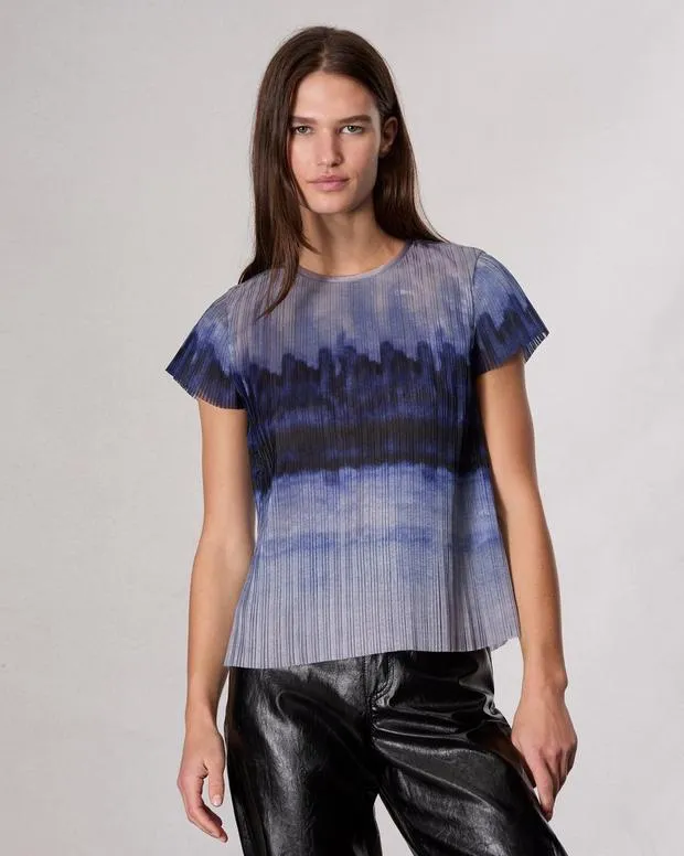 Women Shirts and Tops Rag and Bone Hailey Ombre Organza Top Light Blue Multi