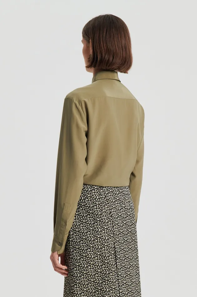 Women Shirts Scanlan Theodore SILK TIE FRONT SHIRT OLIVE Women Shirts Scanlan Theodore SILK TIE FRONT SHIRT OLIVE