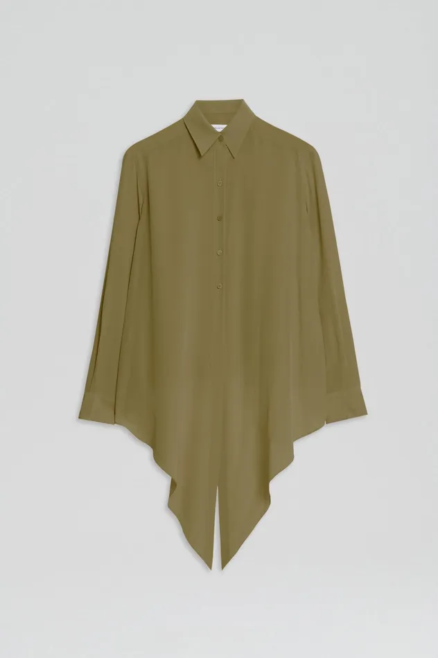 Women Shirts Scanlan Theodore SILK TIE FRONT SHIRT OLIVE Women Shirts Scanlan Theodore SILK TIE FRONT SHIRT OLIVE