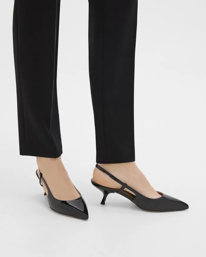 Women Shoes Theory Micro Slingback Pump In Patent Leather Black