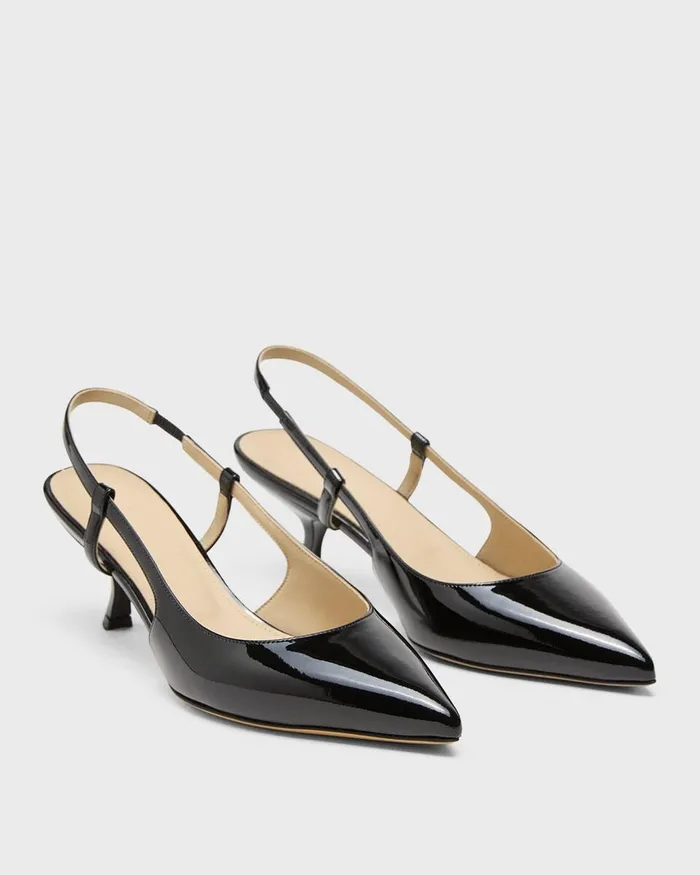 Women Shoes Theory Micro Slingback Pump In Patent Leather Black