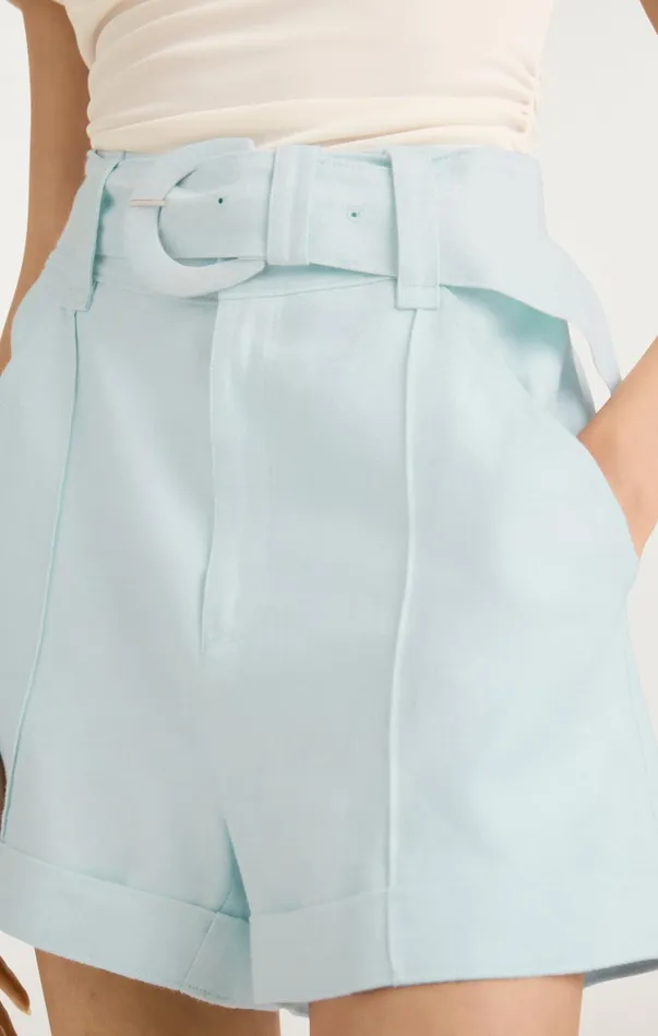 Women Shorts Cinq Sept Linen Aldi Short Glacial Blue