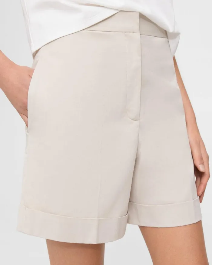 Women Shorts Theory Cuffed Short In Stretch Cotton Twill Sand