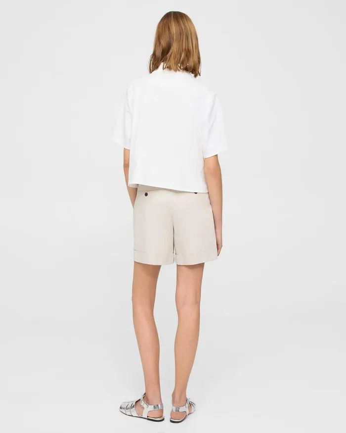 Women Shorts Theory Cuffed Short In Stretch Cotton Twill Sand