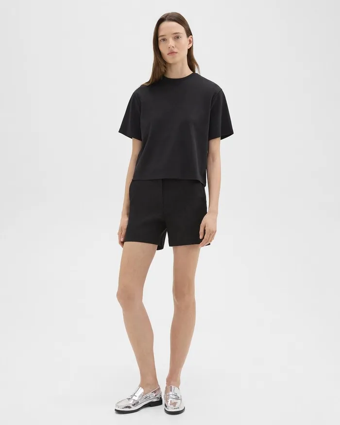 Women Shorts Theory Waist Tab Short In Good Linen Black