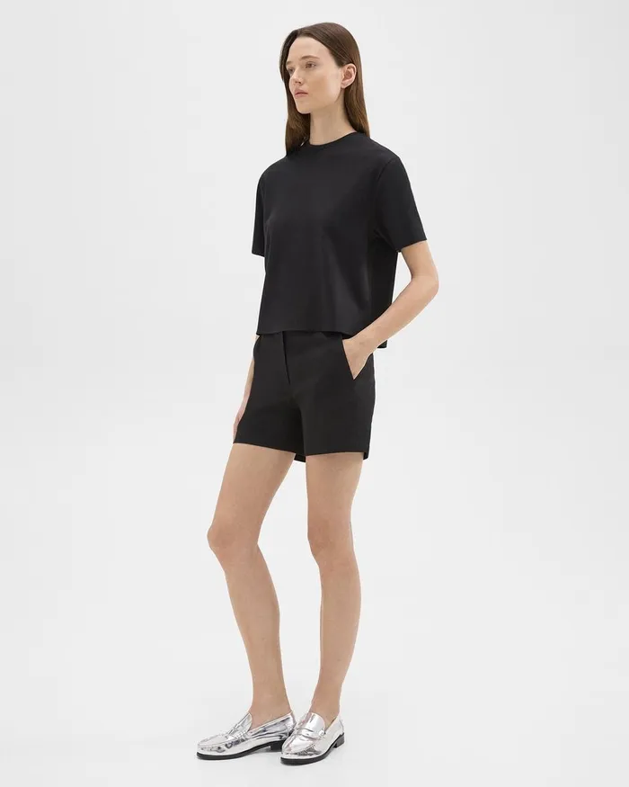 Women Shorts Theory Waist Tab Short In Good Linen Black
