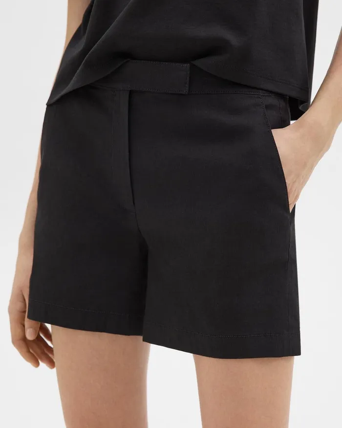 Women Shorts Theory Waist Tab Short In Good Linen Black