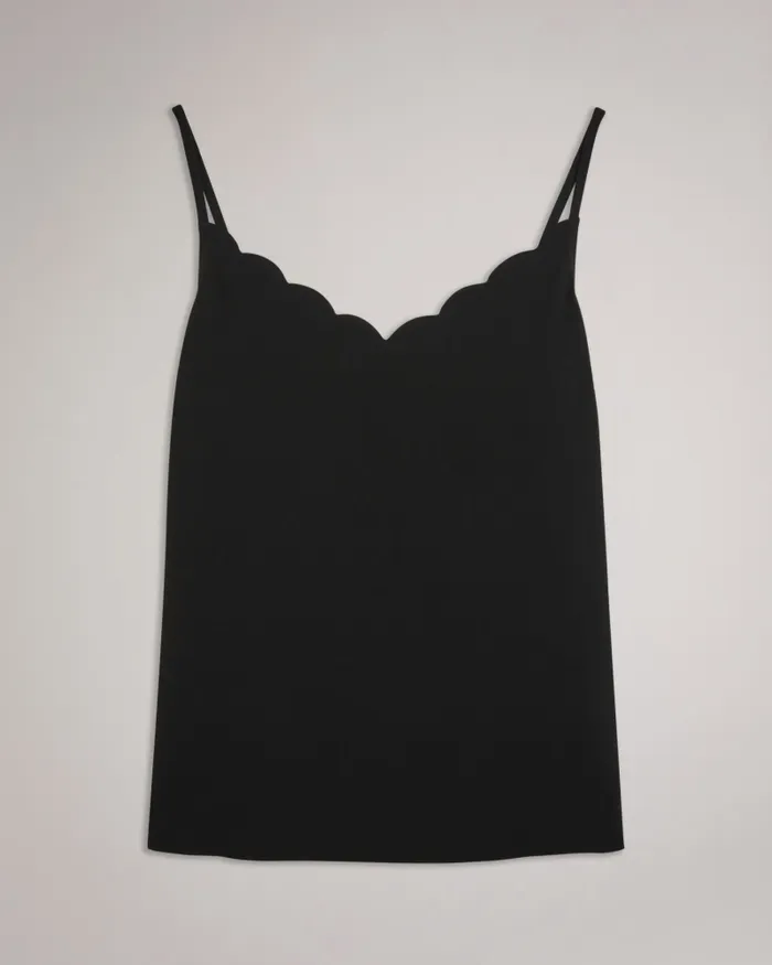 Women SIINA 8211 Scallop Neckline Cami Top Black Ted Baker Tops and Blouses