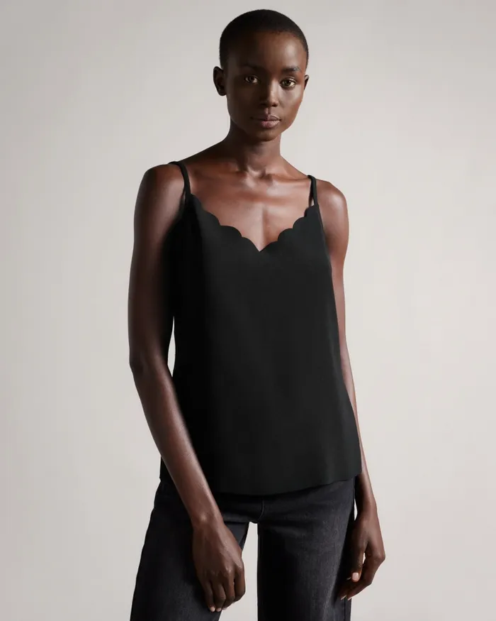 Women SIINA 8211 Scallop Neckline Cami Top Black Ted Baker Tops and Blouses Women SIINA 8211 Scallop Neckline Cami Top Black Ted Baker Tops and Blouses