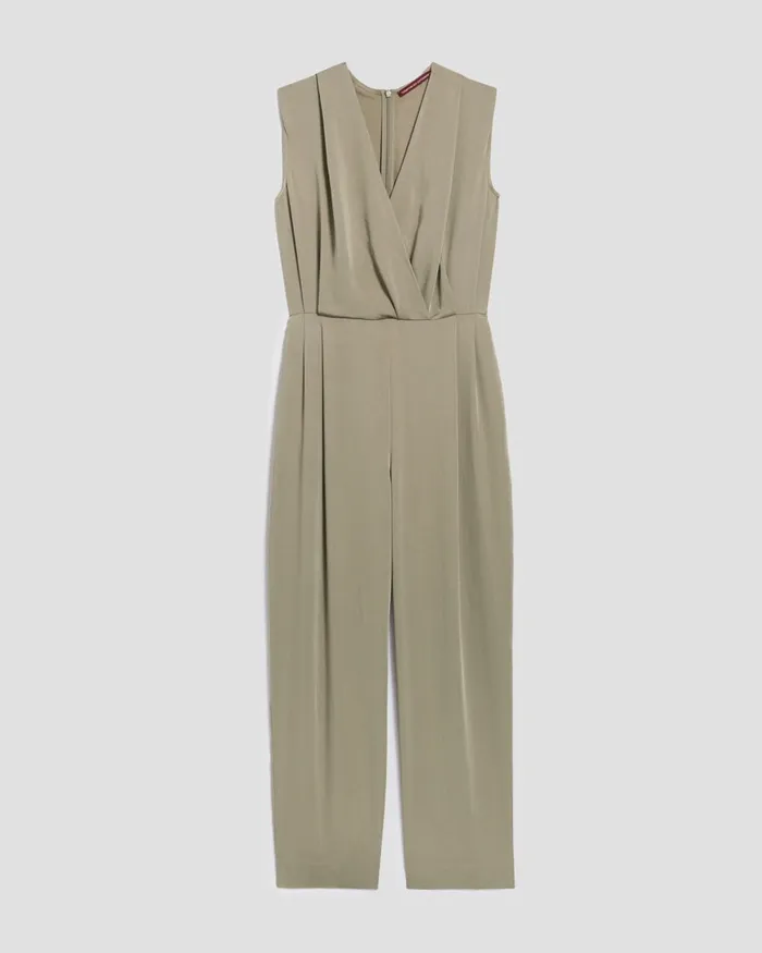 Women Silky Loose Jumpsuit Covert Green Comptoir Des Cotonniers Dresses and Jumpsuits