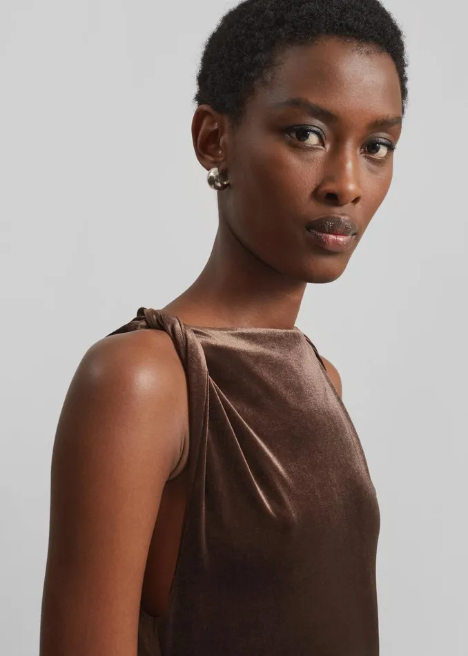 Women Sinai Twisted Velvet Dress 8211 Brown The Frankie Shop Dresses