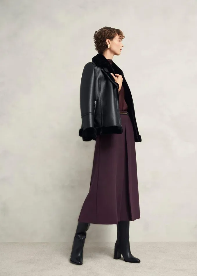 Women Skirts Hobbs Chersham Skirt With Wool Malbec Purple