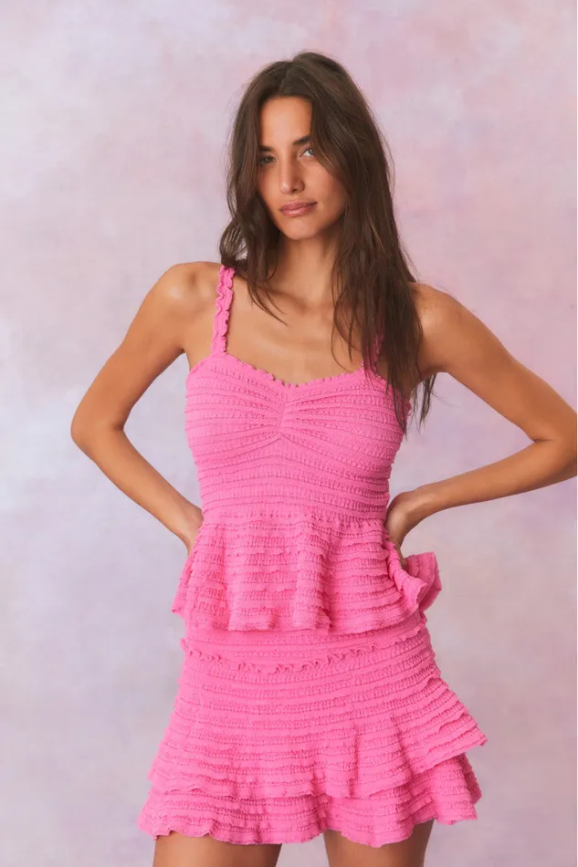 Women Skirts LoveShackFancy Macaw Cotton Gauze Mini Tier Skirt Lovestruck Pink Women Skirts LoveShackFancy Macaw Cotton Gauze Mini Tier Skirt Lovestruck Pink