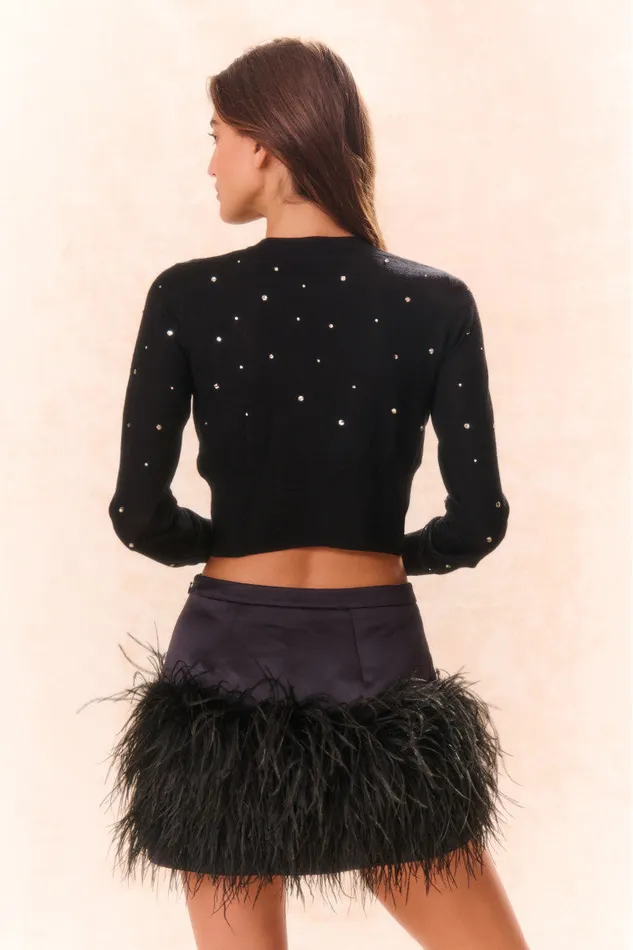 Women Skirts LoveShackFancy Viviette Feather Mini Skirt Black