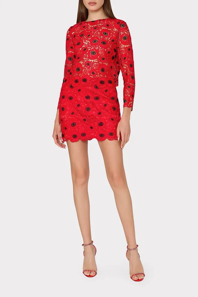 Women Skirts Milly Embroidered Lace Modern Mini Skirt Redblack Women Skirts Milly Embroidered Lace Modern Mini Skirt Redblack