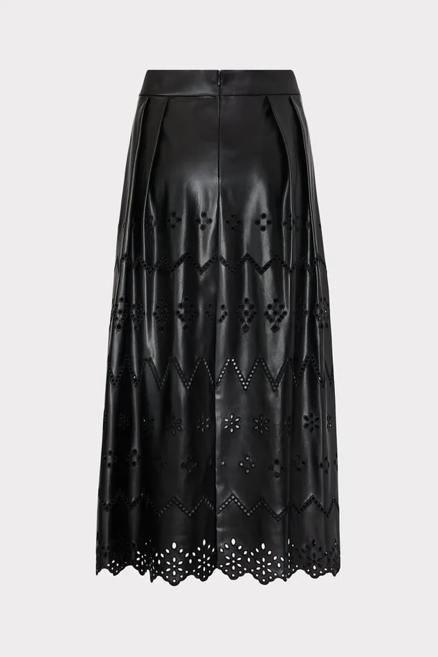 Women Skirts Milly Jolene Eyelet Vegan Leather Skirt Black Women Skirts Milly Jolene Eyelet Vegan Leather Skirt Black