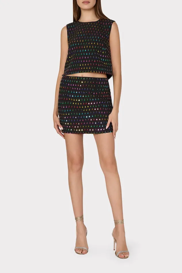 Women Skirts Milly Modern Mini Beaded Sequin Skirt Blackrainbow Women Skirts Milly Modern Mini Beaded Sequin Skirt Blackrainbow