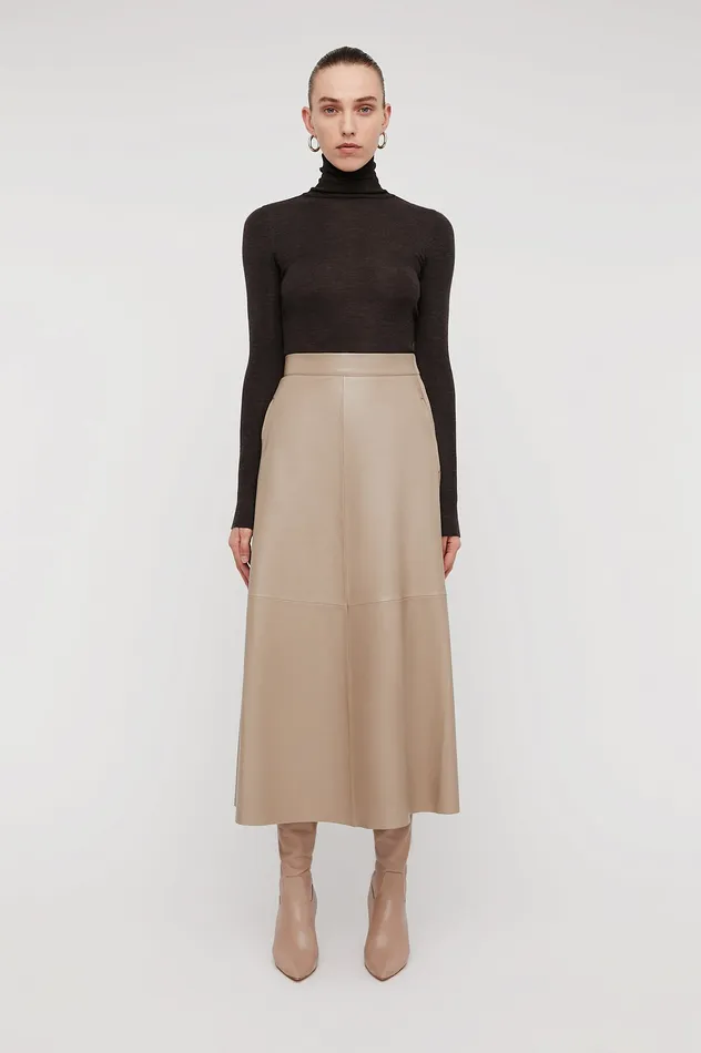 Women Skirts Scanlan Theodore LEATHER LONG SKIRT NOUGAT