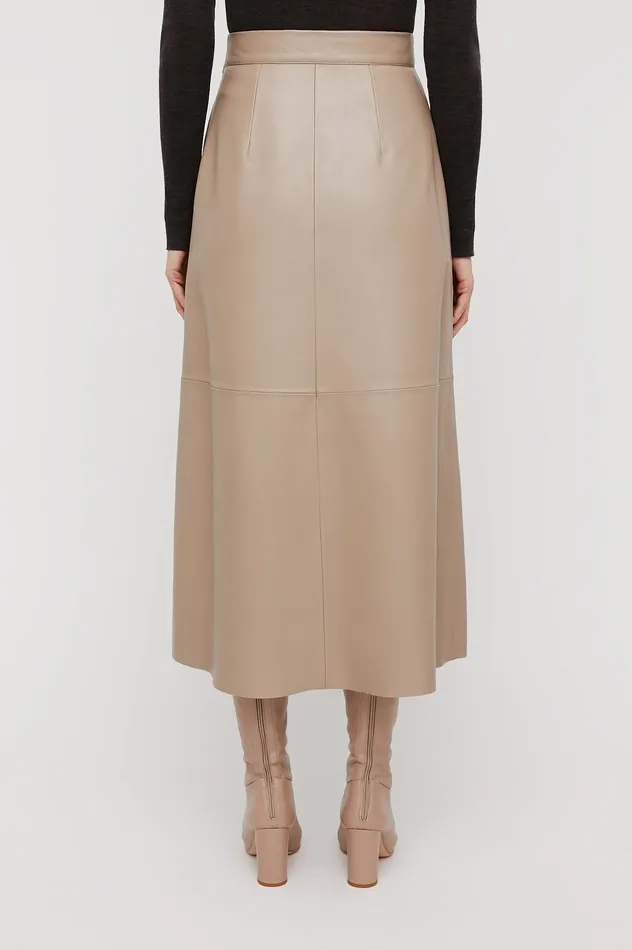 Women Skirts Scanlan Theodore LEATHER LONG SKIRT NOUGAT