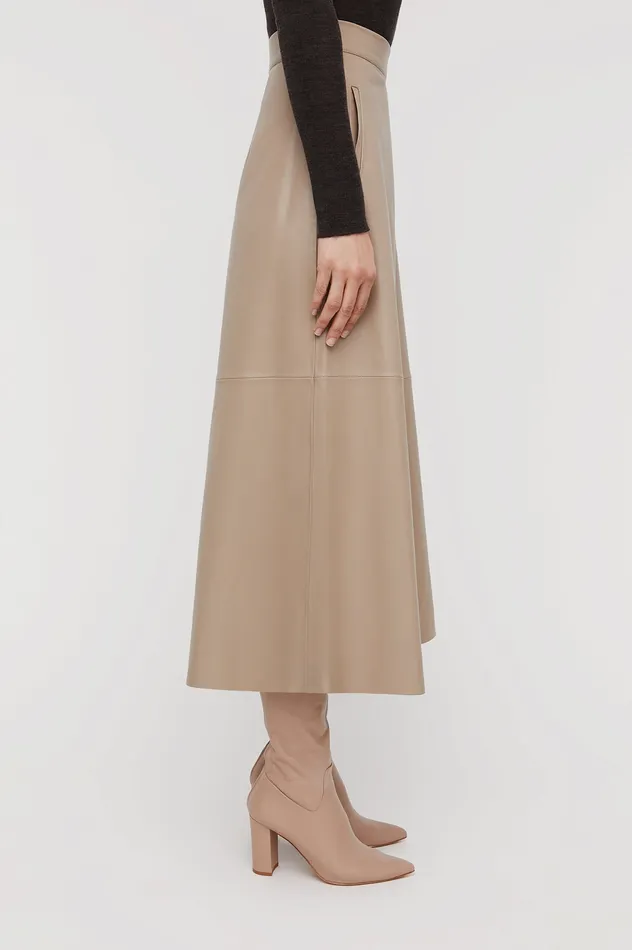 Women Skirts Scanlan Theodore LEATHER LONG SKIRT NOUGAT