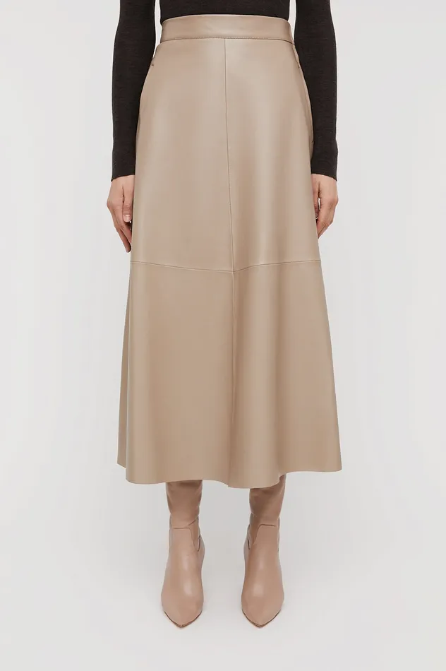 Women Skirts Scanlan Theodore LEATHER LONG SKIRT NOUGAT