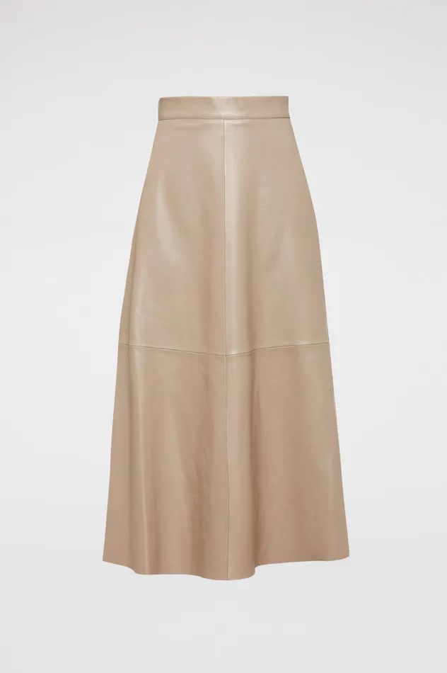 Women Skirts Scanlan Theodore LEATHER LONG SKIRT NOUGAT