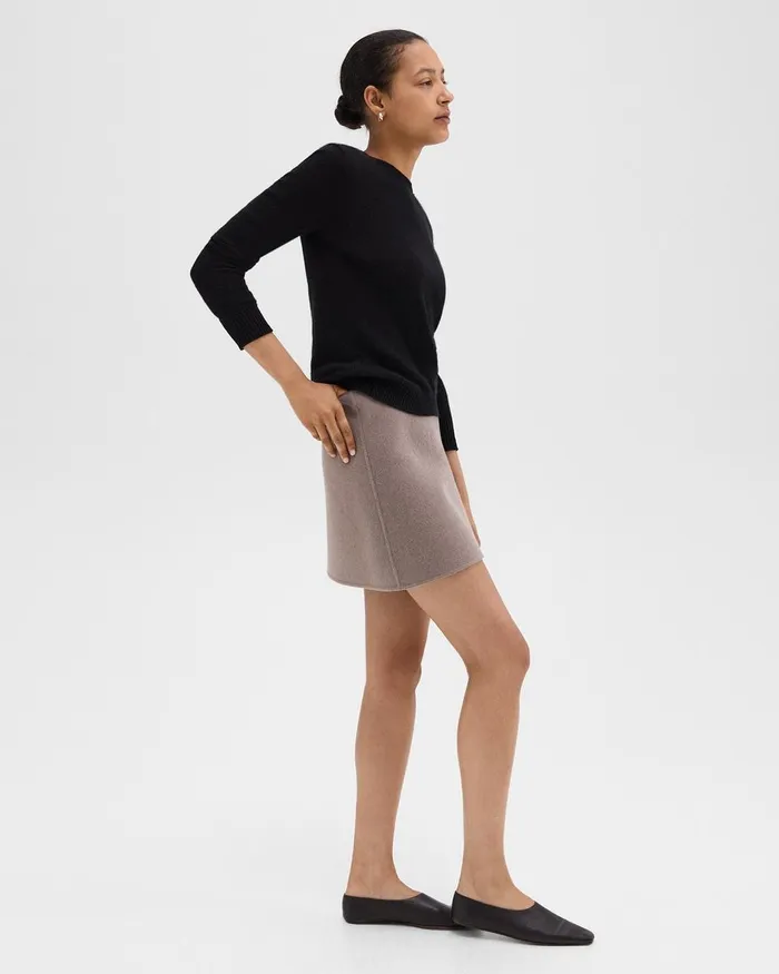 Women Skirts Theory HighWaist Mini Skirt In DoubleFace WoolCashmere Cinder Melange