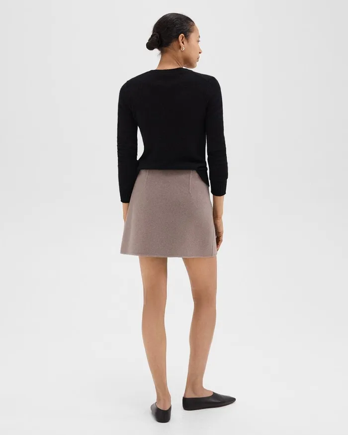Women Skirts Theory HighWaist Mini Skirt In DoubleFace WoolCashmere Cinder Melange