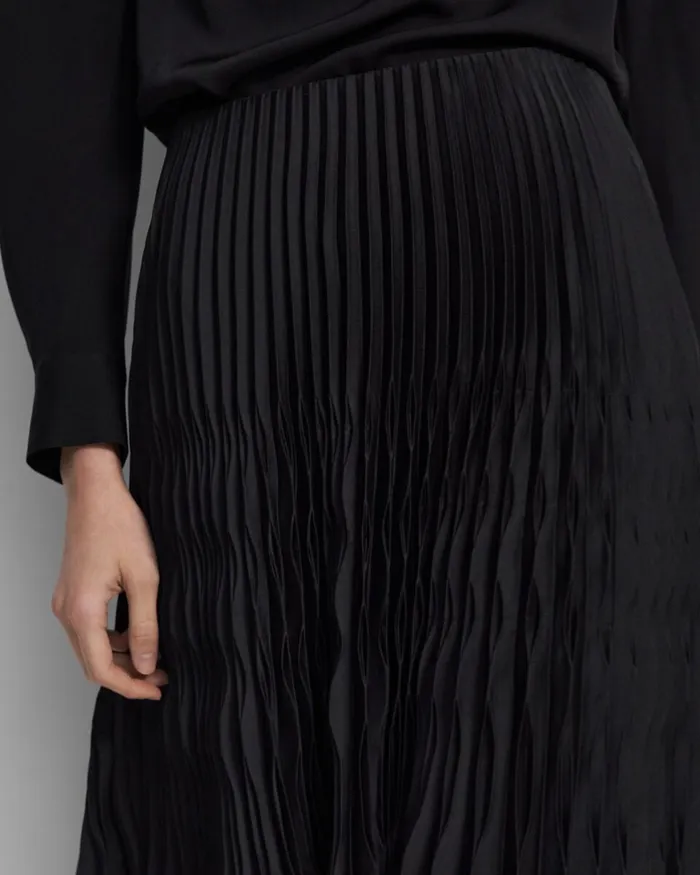Women Skirts Theory Pleated Skirt In Recycled Satin Black