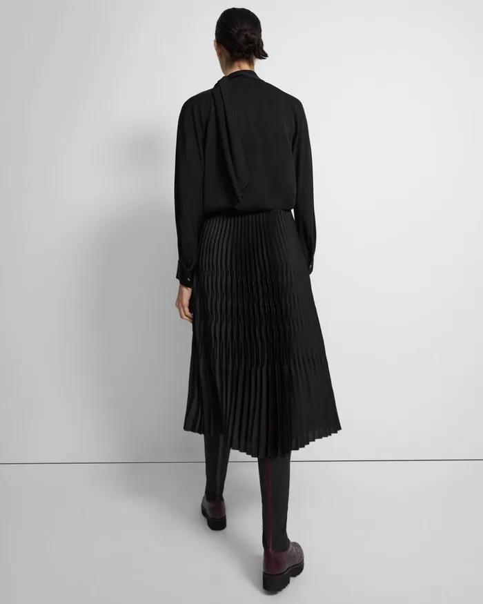 Women Skirts Theory Pleated Skirt In Recycled Satin Black