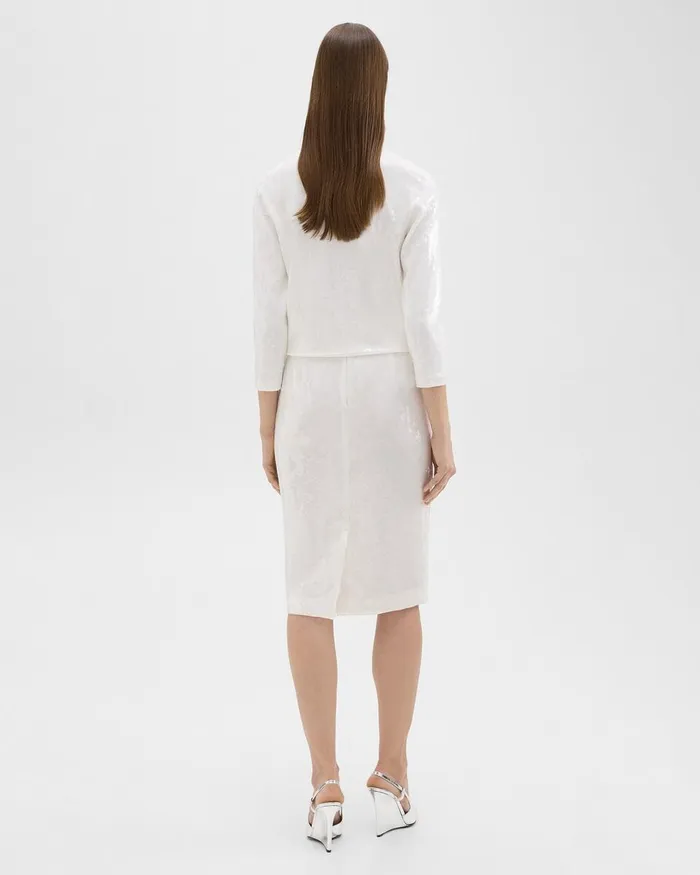 Women Skirts Theory Slim Pencil Skirt In Recycled Sequins White