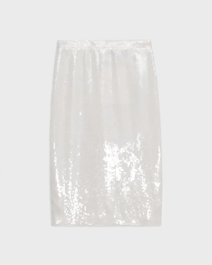 Women Skirts Theory Slim Pencil Skirt In Recycled Sequins White