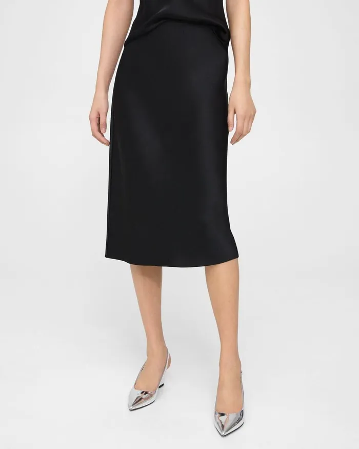 Women Skirts Theory Slip Skirt In Satin Black