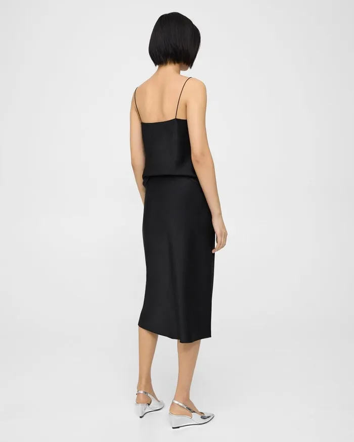 Women Skirts Theory Slip Skirt In Satin Black