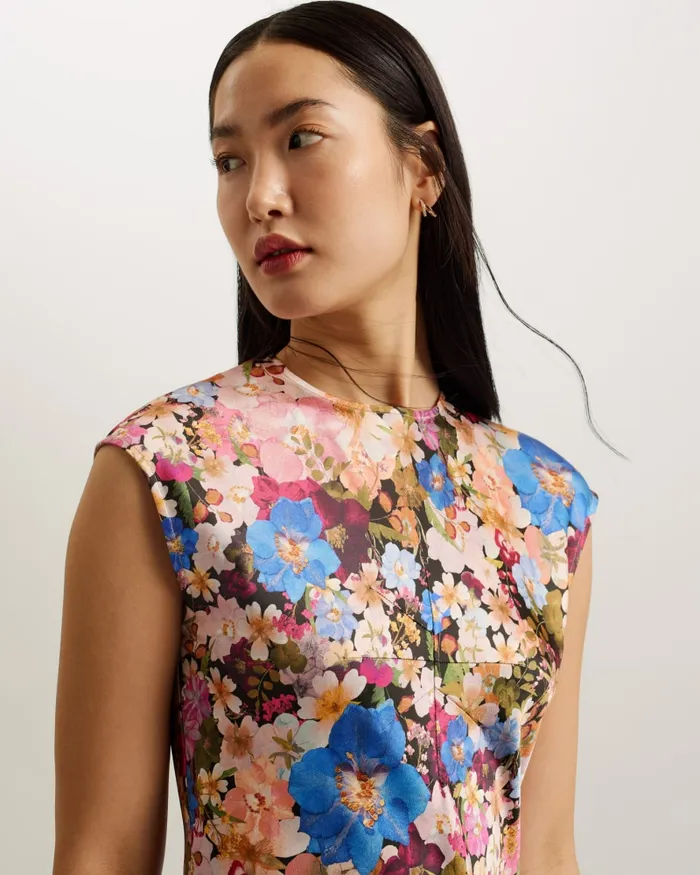Women SLANNO 8211 Floral Asymmetric Midi Dress Black Ted Baker Dresses Women SLANNO 8211 Floral Asymmetric Midi Dress Black Ted Baker Dresses