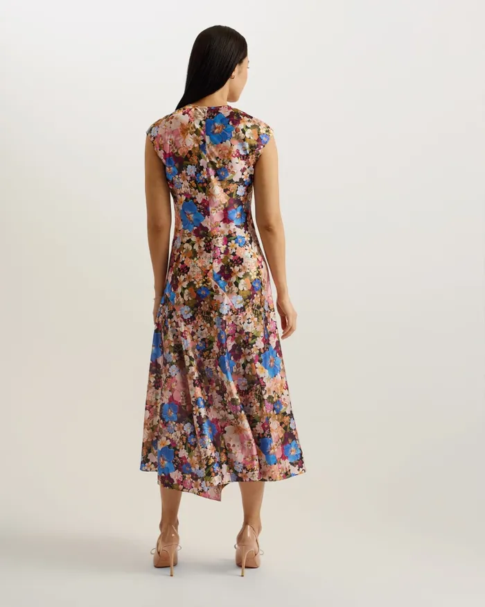 Women SLANNO 8211 Floral Asymmetric Midi Dress Black Ted Baker Dresses Women SLANNO 8211 Floral Asymmetric Midi Dress Black Ted Baker Dresses