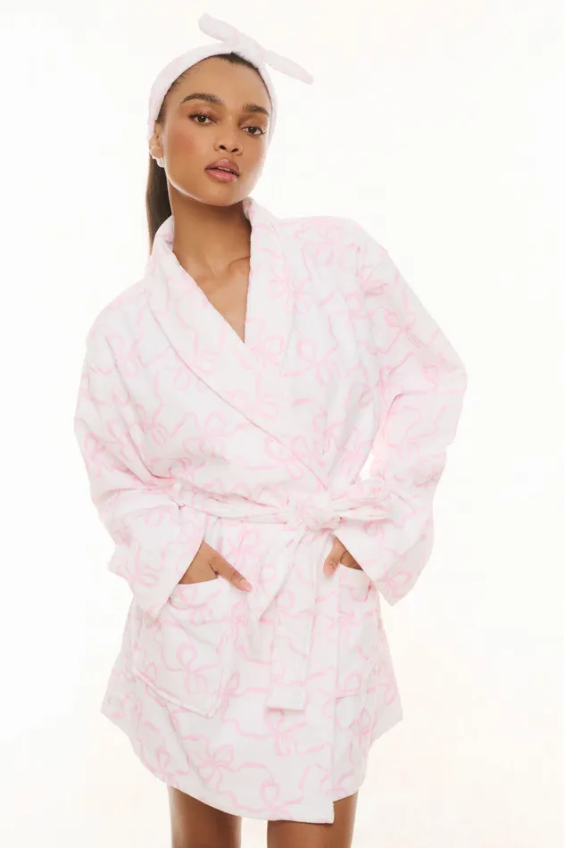 Women Sleepwear LoveShackFancy Indie Cotton Bath Robe Pink Bonnet