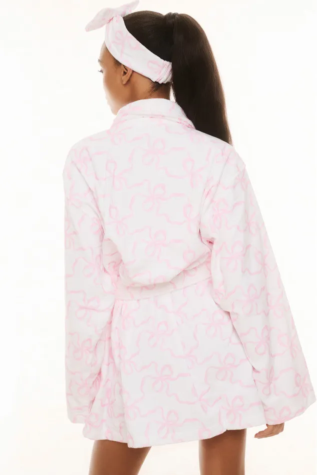 Women Sleepwear LoveShackFancy Indie Cotton Bath Robe Pink Bonnet