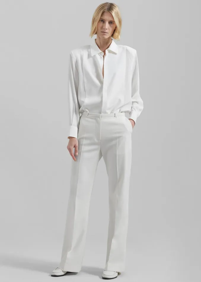 Women Sophie Silky Padded Shirt 8211 White The Frankie Shop Tops