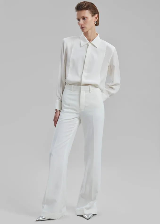 Women Sophie Silky Padded Shirt 8211 White The Frankie Shop Tops