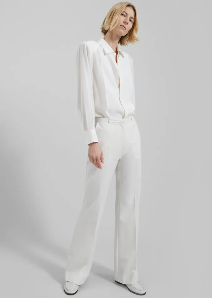 Women Sophie Silky Padded Shirt 8211 White The Frankie Shop Tops