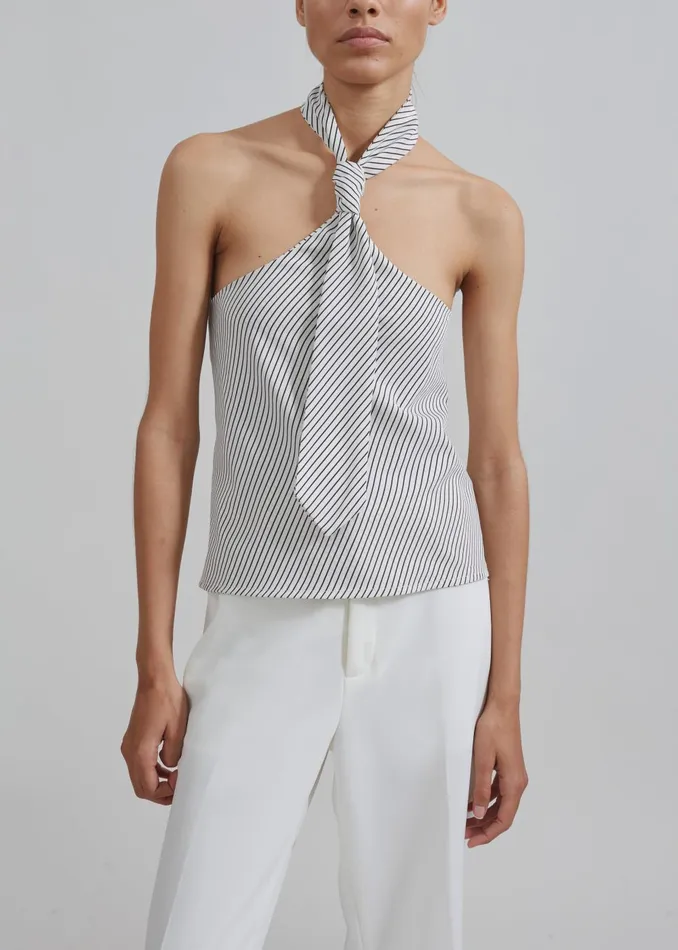 Women Sophie Tie Halter Top 8211 WhiteNavy Stripe The Frankie Shop Tops