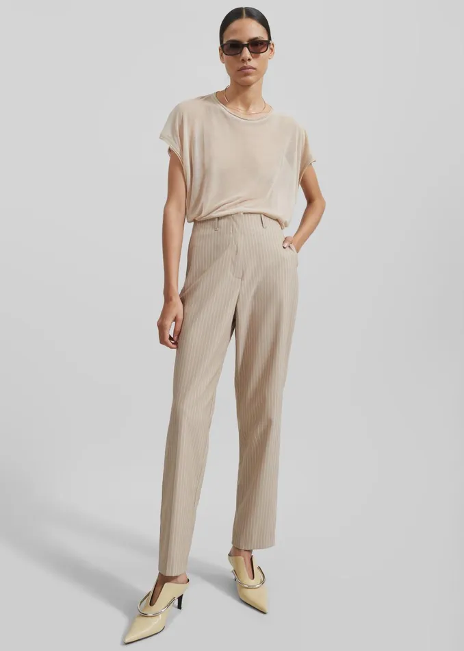 Women Stasia Pants 8211 Beige Stripe The Frankie Shop Bottoms