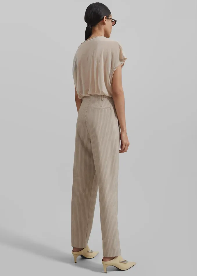 Women Stasia Pants 8211 Beige Stripe The Frankie Shop Bottoms