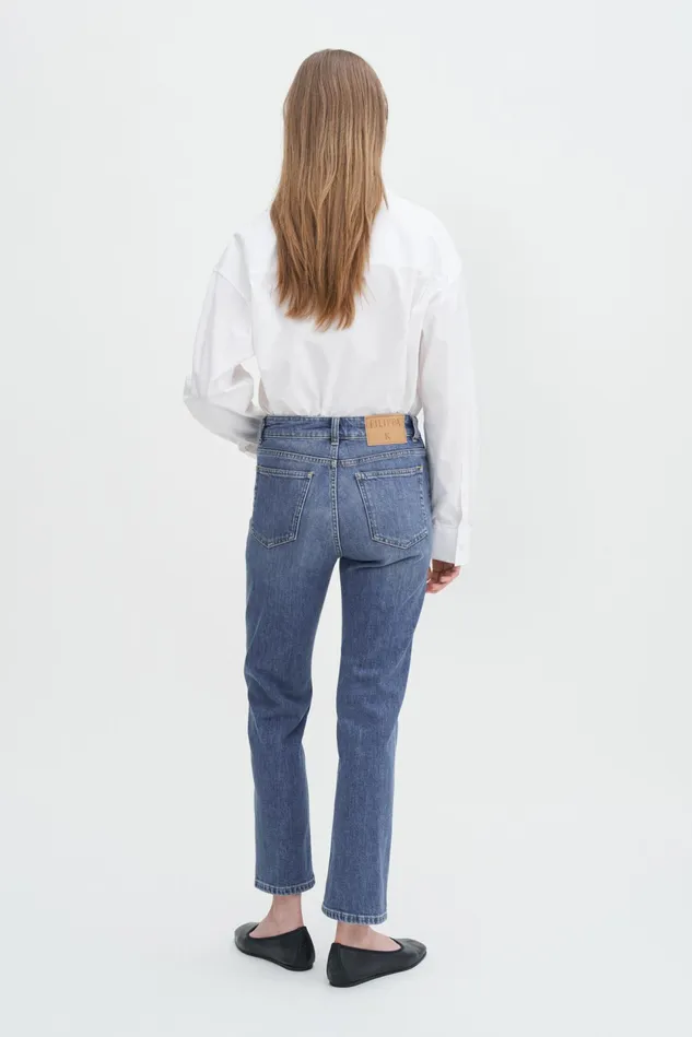 Women Stella Cropped Mid Blue Wash Mid Blue Filippa K Jeans