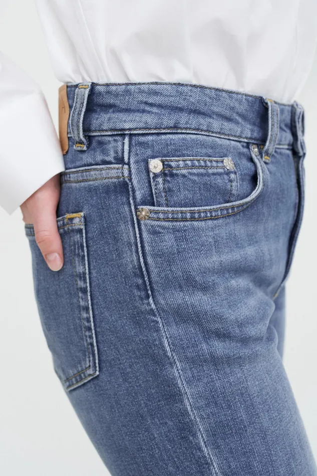 Women Stella Cropped Mid Blue Wash Mid Blue Filippa K Jeans